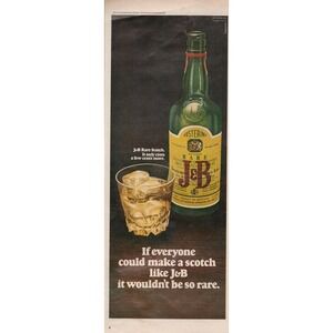 1970 J&B Rare Scotch Whisky Vintage Print Ad Bar Man Cave Wall Decor